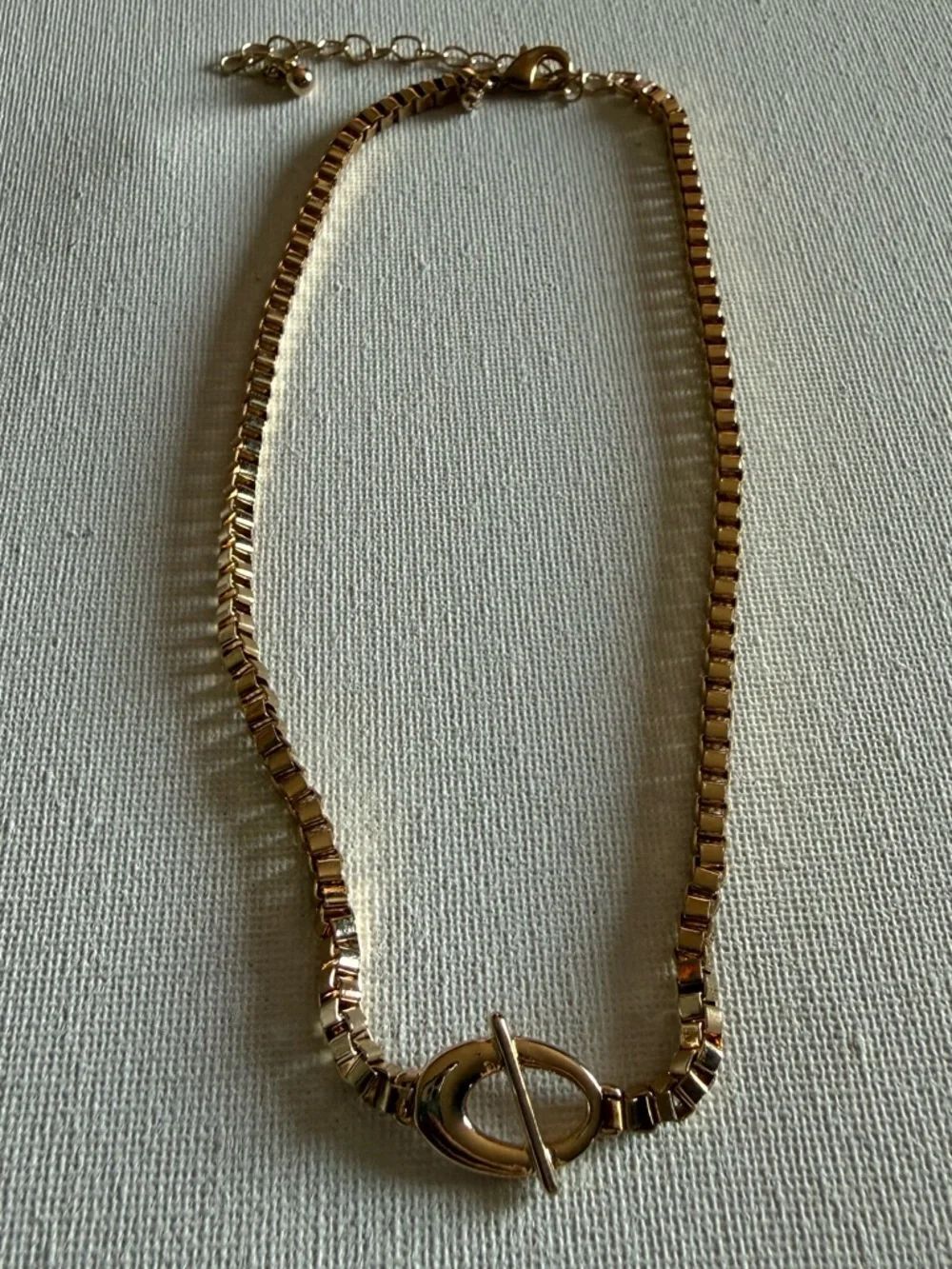 NEW Nordstrom Gold-Tone Box Chain Necklace with Buckle Detail
